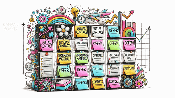 kanban board - charcoal drawing